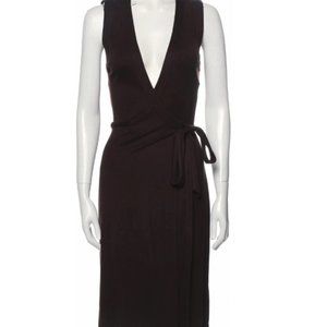 Vintage Diane Von Furstenberg Brown Sleeveless Wrap Dress (8)